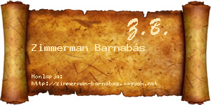 Zimmerman Barnabás névjegykártya